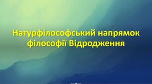 Натурфілософський напрямок філософії Відродження