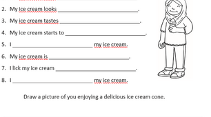 Карточки з завданнями. My Ice Cream. Summer writing