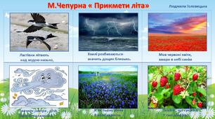 Мнемотаблиця до вірша М.Чепурної "Прикмети літа"