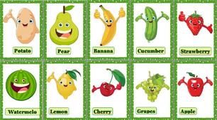 Набір карток англійською мовою "Fruits and vegetables/фрукти і овочі"