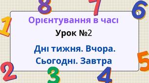 Урок №2 Дні тижня. Вчора. Сьогодні. Завтра.