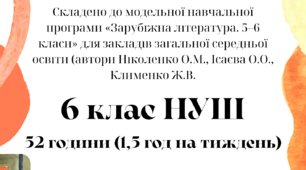 Календарно-тематичне планування із зарубіжної літератури 6 клас (НУШ) 2023-2024 рік