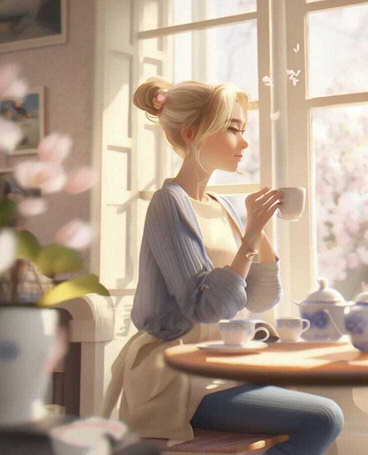 Возможно, это иллюстрация (1 человек и кофейная чашка)