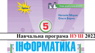Навчальна програма "Інформатика 5 клас" НУШ до підручника Морзе Н.В. 2 години на тиждень
