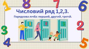 Числовий ряд 1,2,3. Порядкова лічба: перший, другий, третій.
