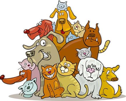 Vector cats and dogs group