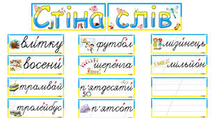 Стіна слів 4 клас/Заголовок, 45 слів, додаткові аркуші для запису слів