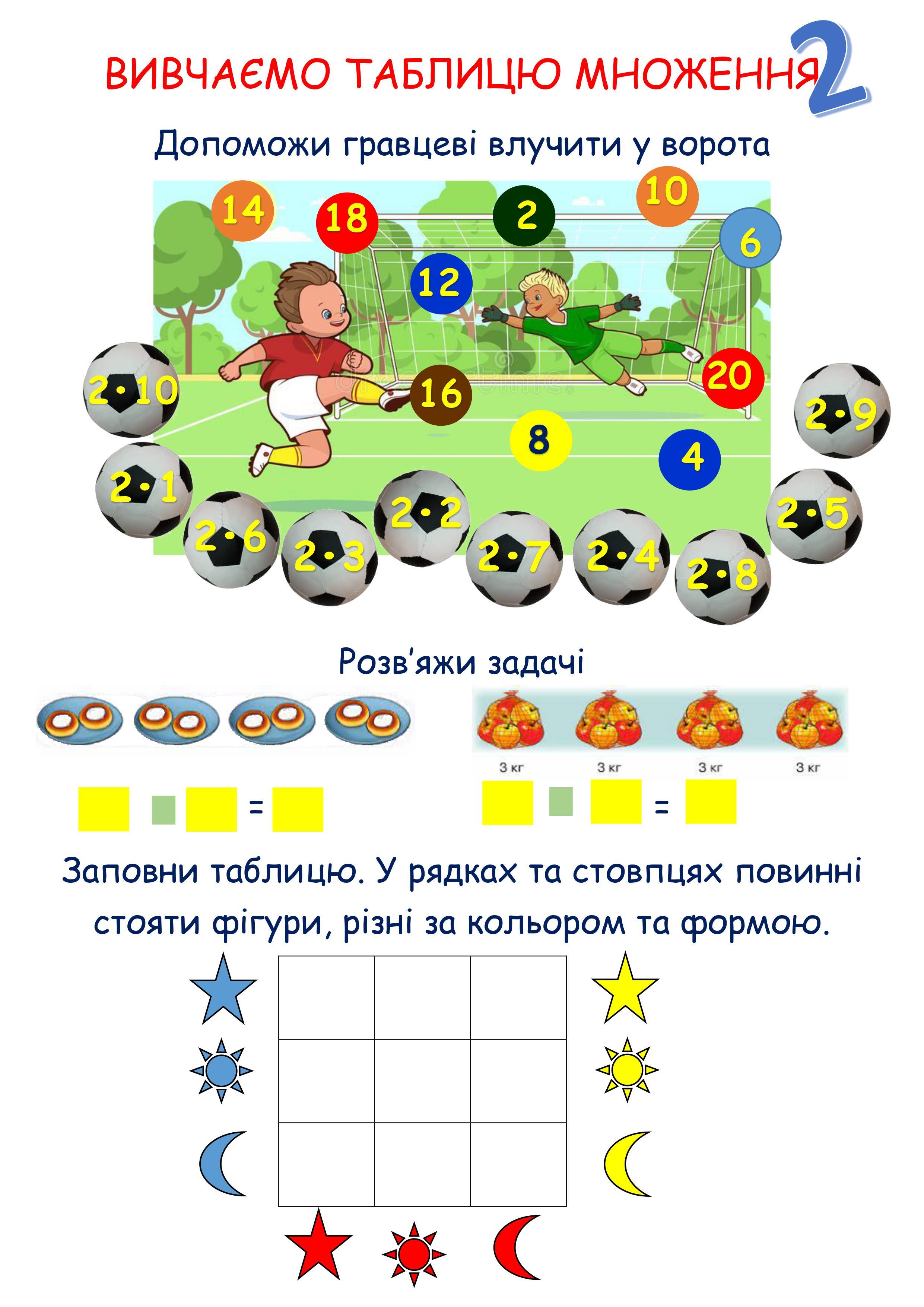 Вивчаємо таблицю множення 2 клас (інтерактивні аркуші) | Інтерактивні ...