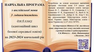 Навчальна програма (3 год/тижд) на основі Модельної 6 клас НУШ за підручником Full Blast