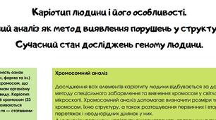 Каріотип людини. Хромосомний аналіз. Сучасний стан дослідження геному