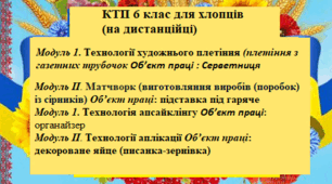 Календарно-тематичне планування з «ТЕХНОЛОГІЙ»  6 клас НУШ на рік ( для хлопців на дистанційці) на основі модельної навчальної програми (автори Кільдеров Д.Е., Мачача Т.С., Юрженко В.В., Луп’як Д.М.). на 2023/2024 н.р.
