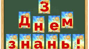 Розтяжка "З Днем знань!" у патріотичних кольорах з сонечком