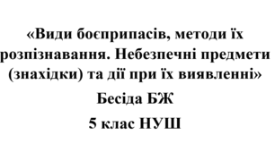 Бесіда з БЖ (безпеки життєдіяльності) «Види боєприпасів, методи їх розпізнавання. Небезпечні предмети (знахідки) та дії при їх виявленні»