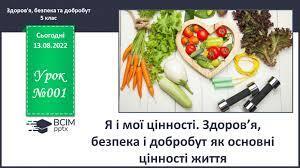 Урок №1 для 5 класу з курсу "Здоров'я, безпека та добробут" за Н. Гущина - Я і мої цінності. Здоров'я, безпека і добробут як основні цінності життя.