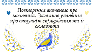 Презентація "Повторення вивченого про мовлення. Загальне уявлення про ситуацію спілкування та її складники"