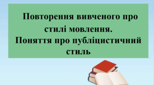 Презентація "Повторення вивченого про стилі мовлення. Поняття про публіцистичний стиль", 7 клас