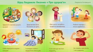Мнемотаблиця до вірша Людмили Лисенко "Про здоров'я"