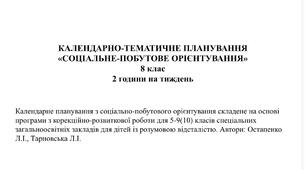 Календарно-тематичне планування СПО 8 клас 2 години на тиждень 1 семестр
