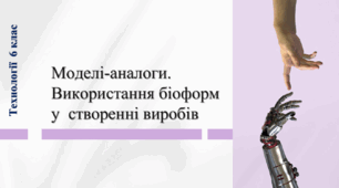 Моделі-аналоги. Використання біоформ у  створенні виробів. 6 клас. Технології (І. Ходзицька)