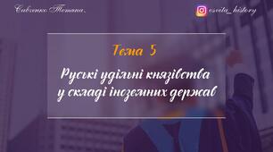 Тема 5. Руські удільні князівства  у складі іноземних держав. Підготовка до ЗНО-2024