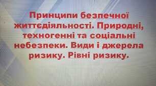Принципи безпечної життєдіяльності. Природні, техногенні та соціальні небезпеки. Види і джерела ризику. Рівні ризику.