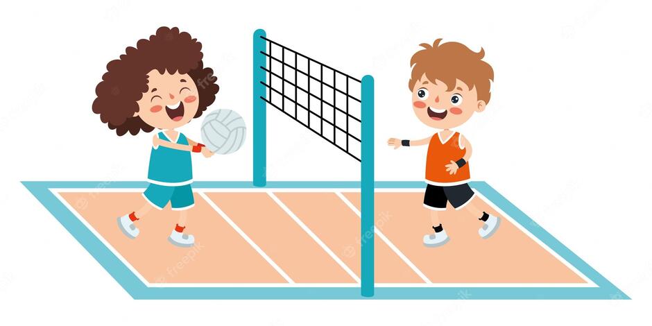 Premium Vector | Cartoon illustration of a kid playing volleyball