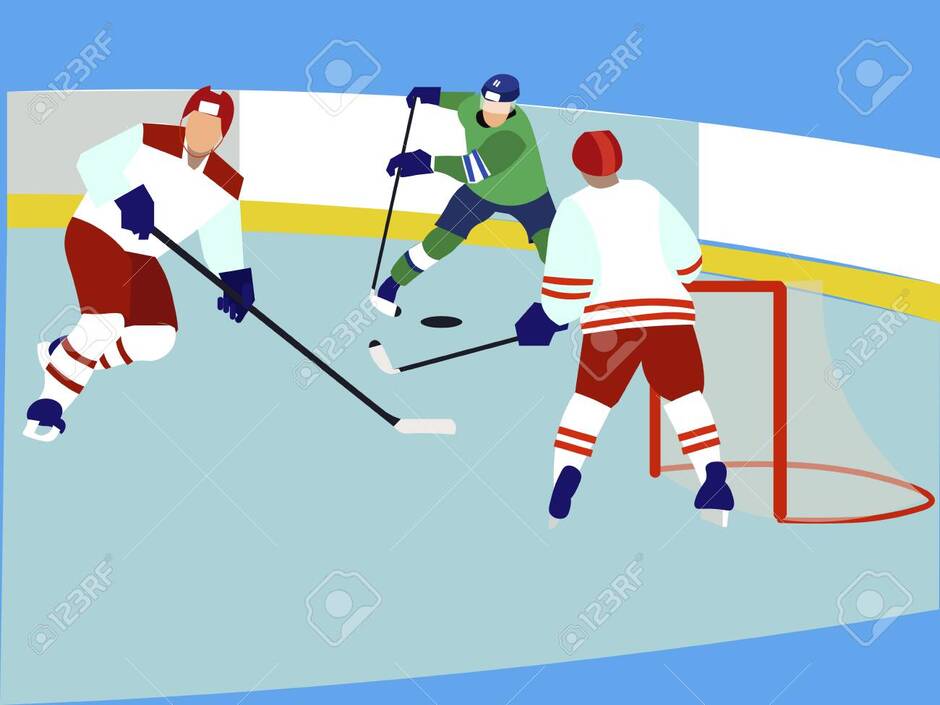 Sports Match, Men Play Hockey. In Minimalist Style Cartoon Flat Vector Royalty Free SVG, Cliparts, Vectors, and Stock Illustration. Image 125191924.