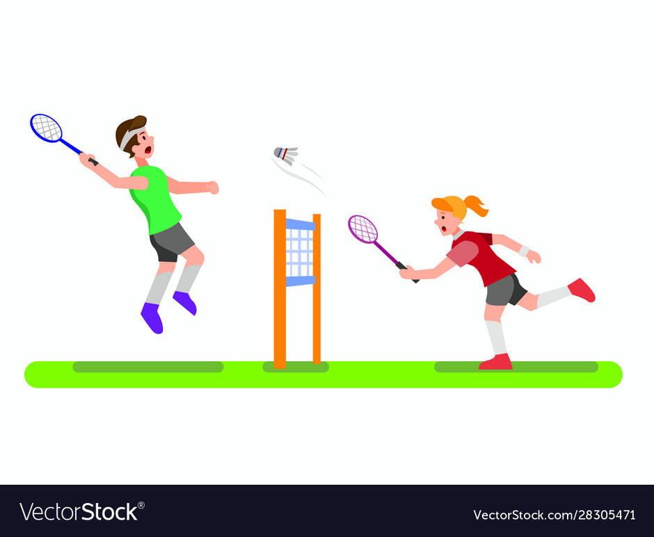 People playing badminton cartoon Royalty Free Vector Image