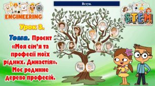 6 клас STEM Урок 3. Тема. Проєкт «Моя сім’я та професії моїх рідних. Династія». Моє родинне дерево професій. Презентація.