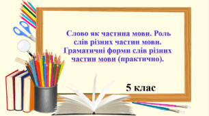 Презентація "Слово як частина мови. Роль слів різних частин мови. Граматичні форми слів різних частин мови"