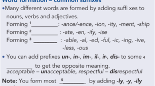 1.6 Word formation – common suffixes