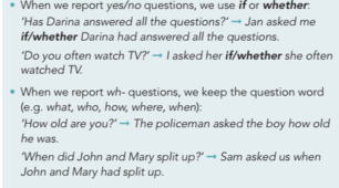 7.5 Reported Speech – questions and imperatives: practice