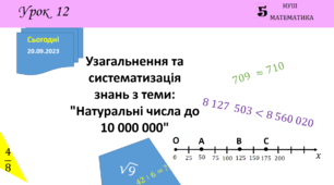 Презентація на тему: Узагальнення та систематизація знань з теми: "Натуральні числа до 10 000 000"