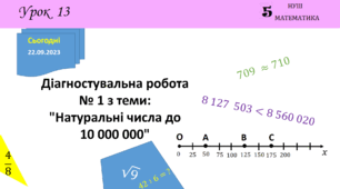 Презентація на тему: Діагностувальна робота № 1 з теми: "Натуральні числа до 10 000 000"