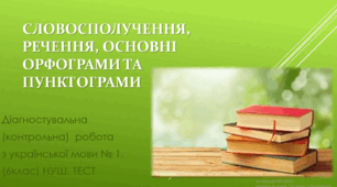 Словосполучення, речення, основні орфограми та пунктограми. Контрольна робота з української мови № 1. (6клас) НУШ. ТЕСТ (Word)