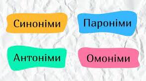 Синоніми, антоніми, омоніми, пароніми