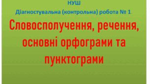 Варіант 2  6 клас НУШ Діагностувальна (контрольна) робота № 1. Словосполучення, речення, основні орфограми та пунктограми