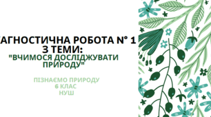 Діагностична робота № 1 з теми: "Вчимося досліджувати природу"
