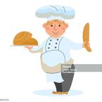 Bäcker Mit Backwaren Vektorillustration Im Stil Von Cartoon Glücklich Bäcker Manncharakter Stock Vektor Art und mehr Bilder von Bäcker - iStock
