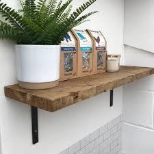 Wooden Shelves Industrial Wall Shelf With Metal Brackets Reclaimed Pine Rustic Kitchen Oak Solid Shelving Display Restaurant Cafe Made to measure | Shabby Bear Cottage