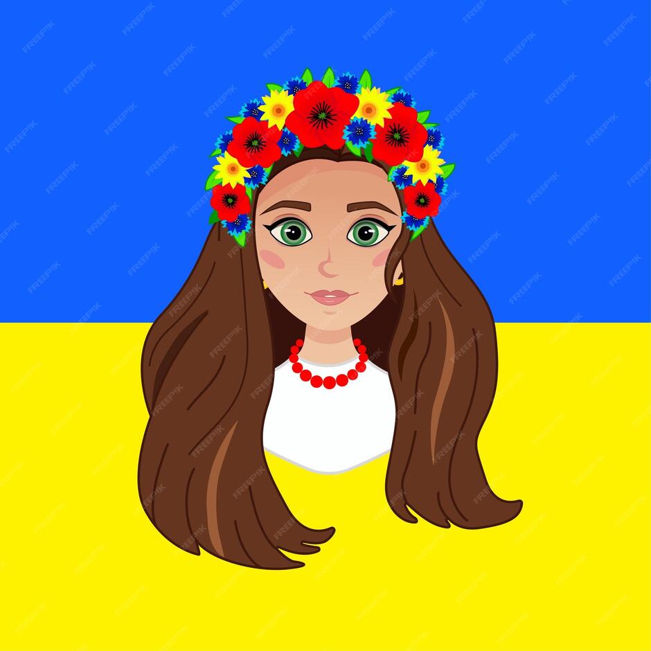 Premium Vector | Ukrainian girl in folk costume against the background of the flag of ukraine