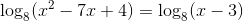 \log_{8}(x^{2}-7x+4)=\log_{8}(x-3)