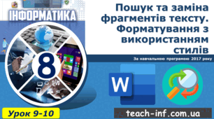 Пошук та заміна фрагментів тексту. Форматування з використанням стилів