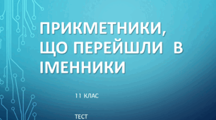 Прикметники, що перейшли  в  іменники.  11 клас. ТЕСТ