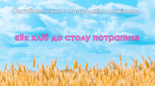 Ознайомлення з природнім довкіллям. Старша група. "Як хліб до столу потрапив"