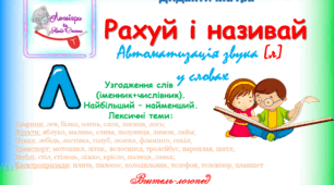 Дидактична гра "Рахуй і називай". Автоматизація звука (л) у словах