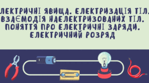 Електричні явища. Електризація тіл. Взаємодія наелектризованих тіл. Поняття про електричні заряди. Електричний розряд.