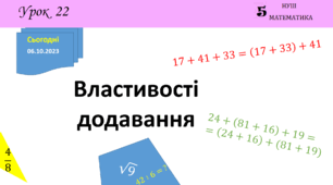 Презентація на тему: Властивості додавання