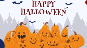 Розтяжка-напис "HAPPY HALLOWEEN"(+прапорці для декору)