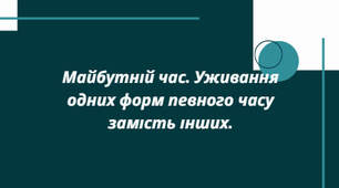 Презентація на тему:"Майбутній час. Уживання одних форм певного часу замість інших."